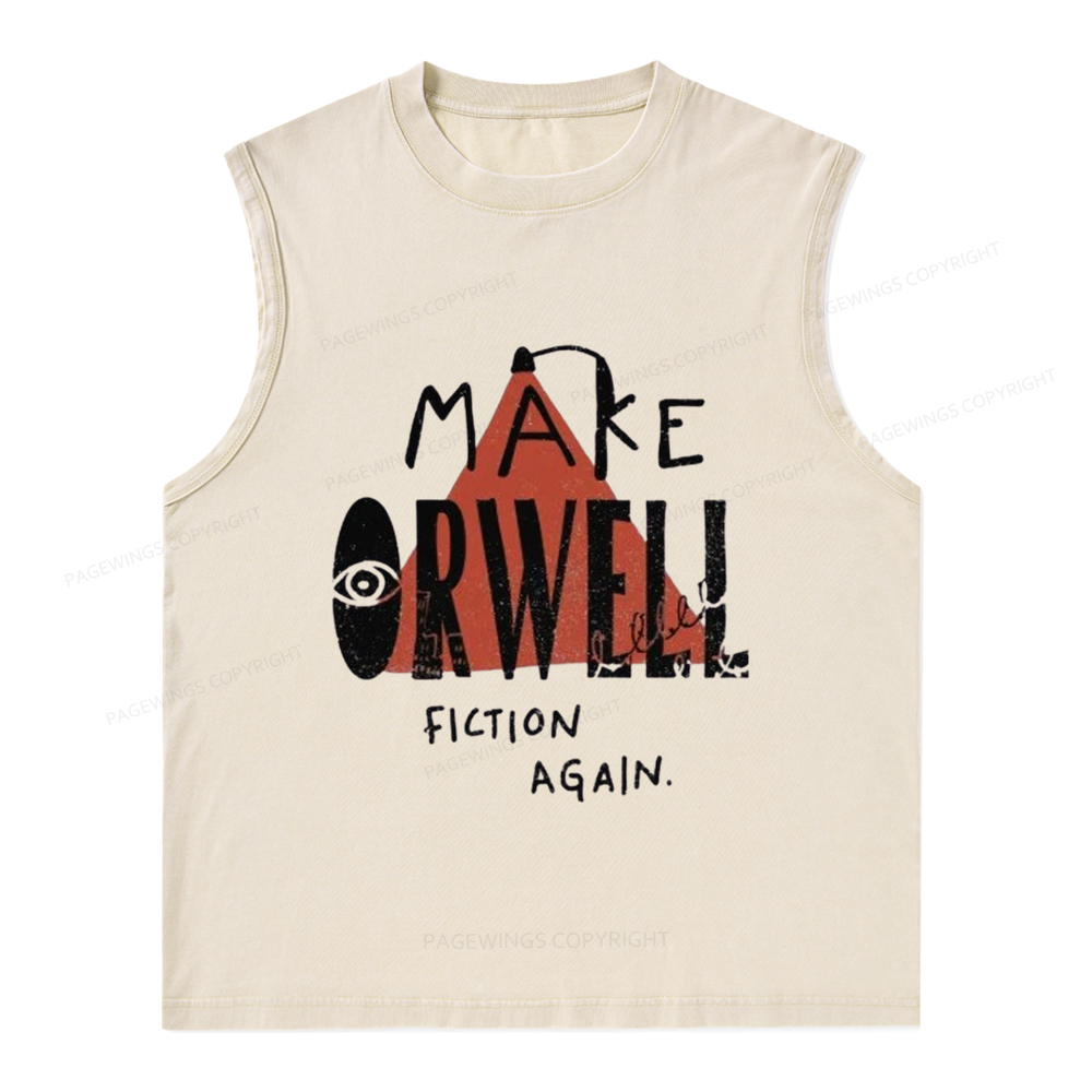 Pagewings Make Orwell Fiction Again Unisex Washed Tank Top