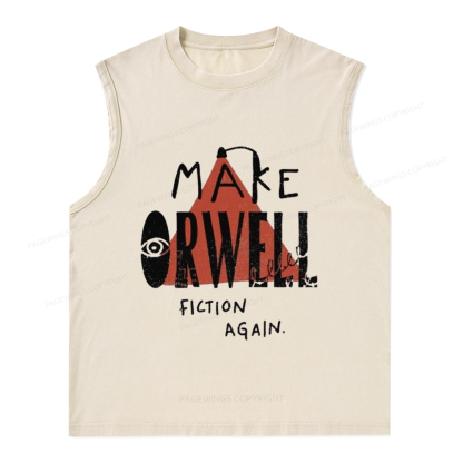 Pagewings Make Orwell Fiction Again Unisex Washed Tank Top