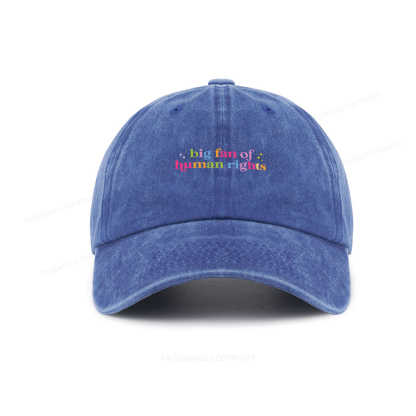 Pagewings Big Fan Of Human Rights Washed Cap