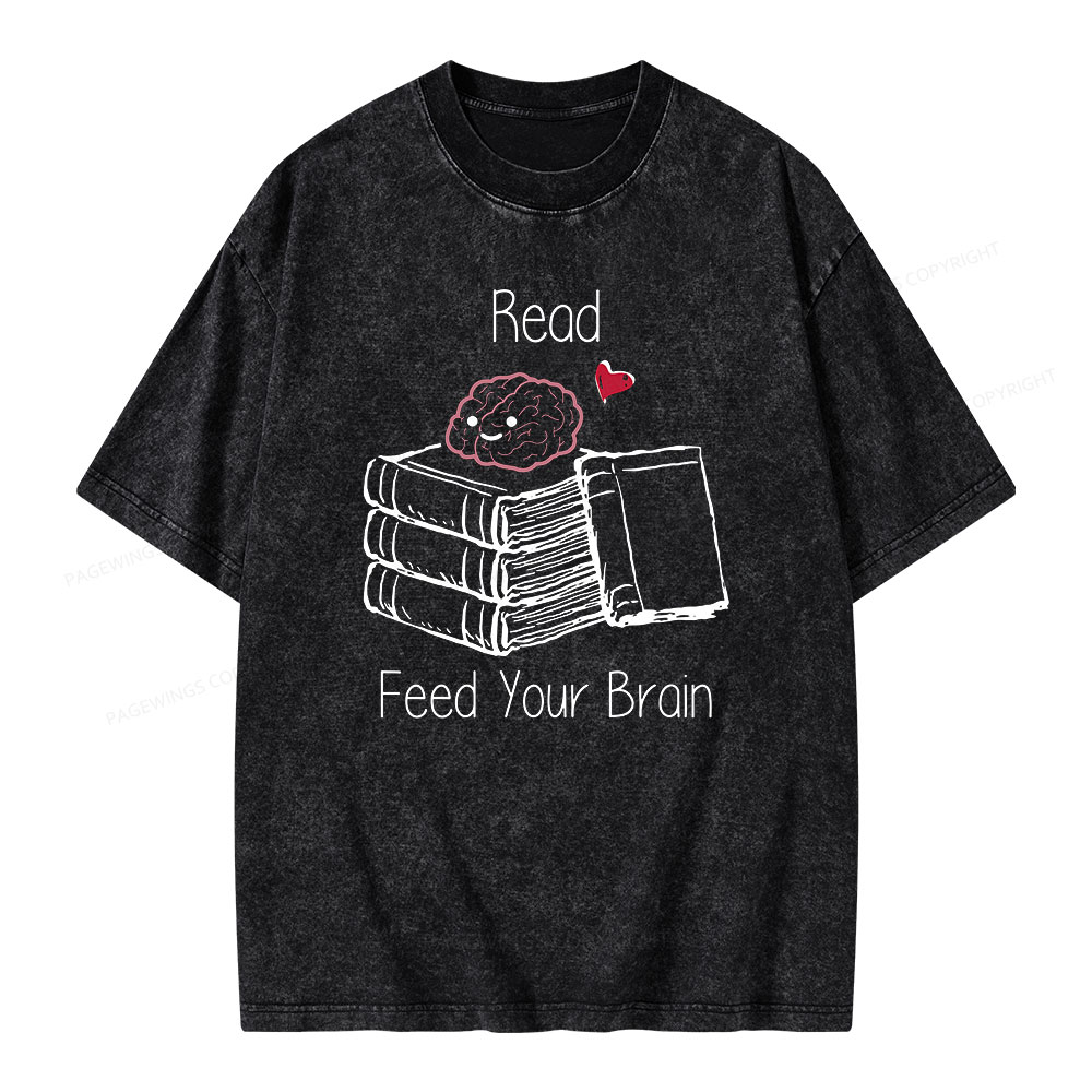 Pagewings Read Feed Your Brain Unisex Washed T-shirt
