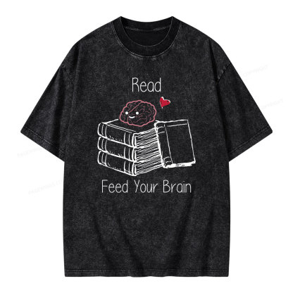 Pagewings Read Feed Your Brain Unisex Washed T-shirt