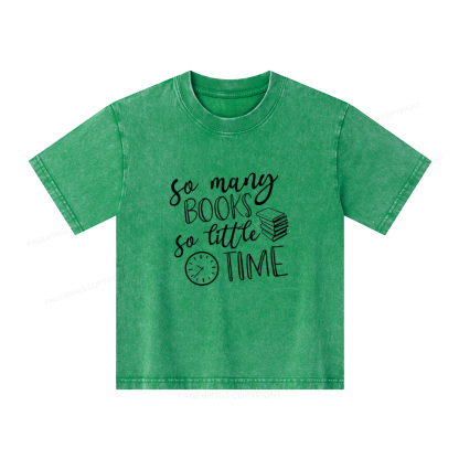 Pagewings So Many Books So Little Time Unisex Kids Washed T-shirt