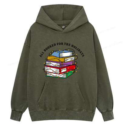 Pagewings Christmas All Booked For the Holidays Unisex Washed Hoodie