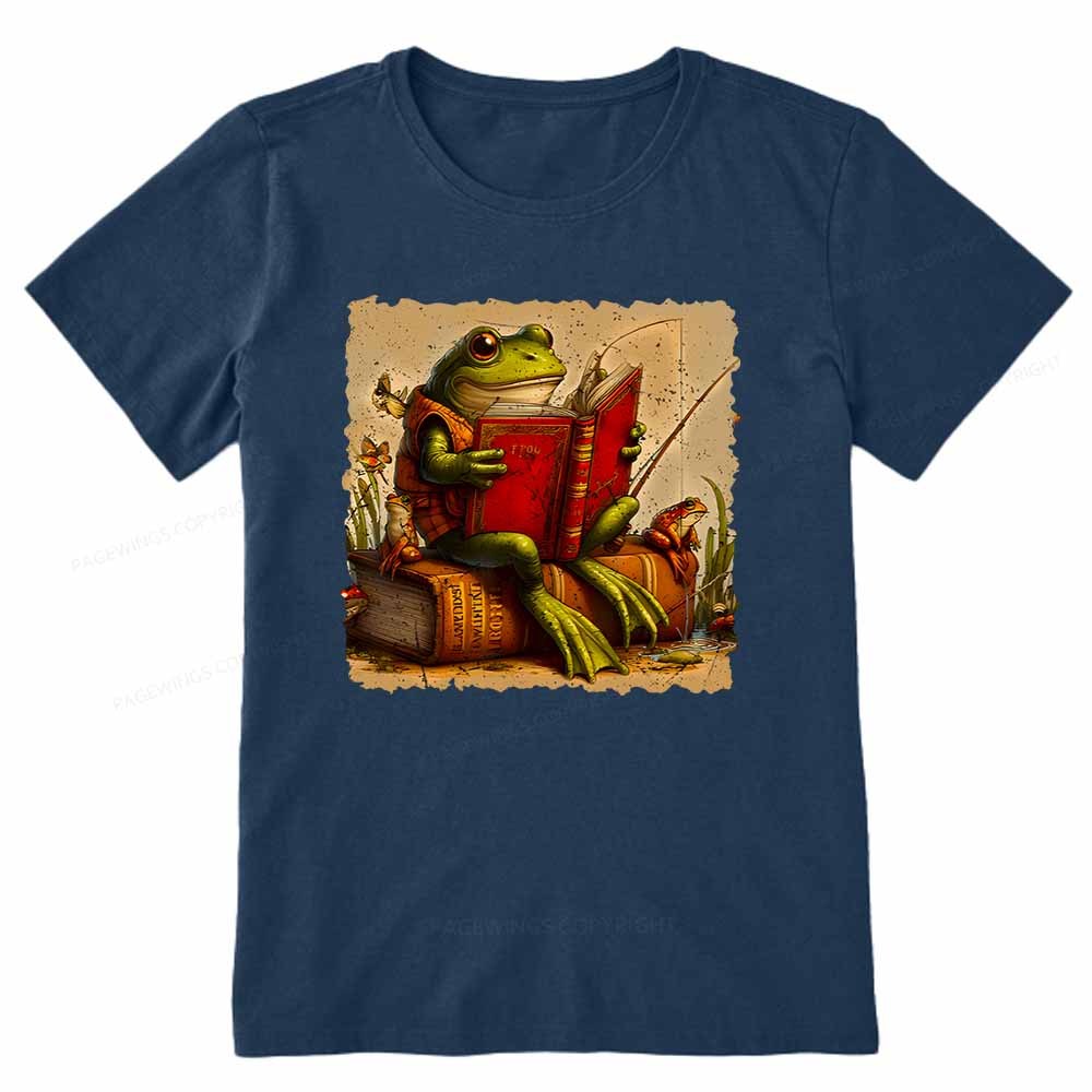 Pagewings Toad Fishing Book Reading Book Unisex Classic T-shirt