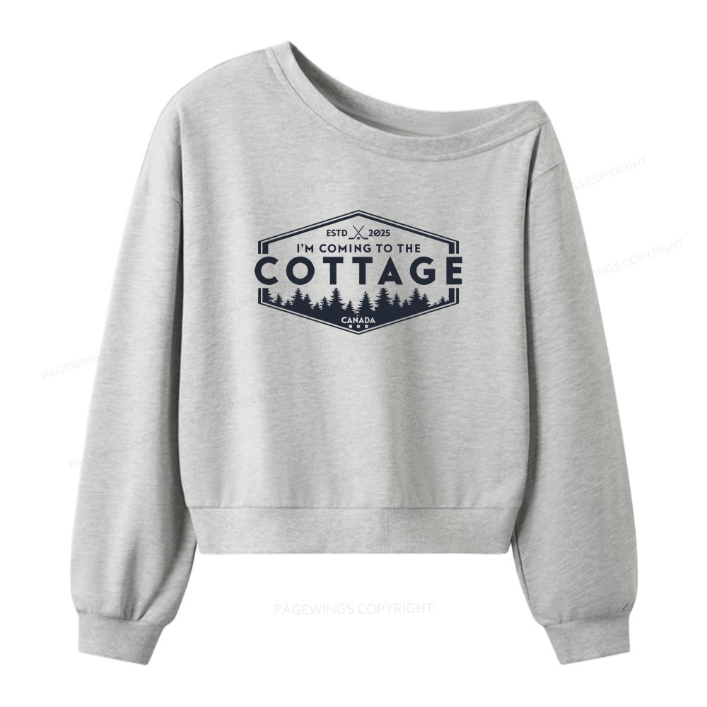 Pagewings Coming To The Cottage Women Off Shoulder Sweatshirt