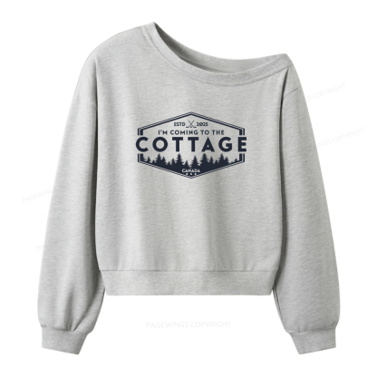 Pagewings Coming To The Cottage Women Off Shoulder Sweatshirt