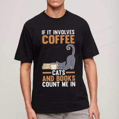 Pagewings Cats Reading Books Coffee T Shirts Unisex Classic T-shirt