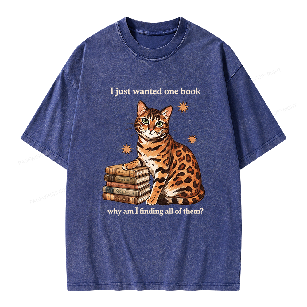 Pagewings Funny Cat Bookish Unisex Washed T-shirt