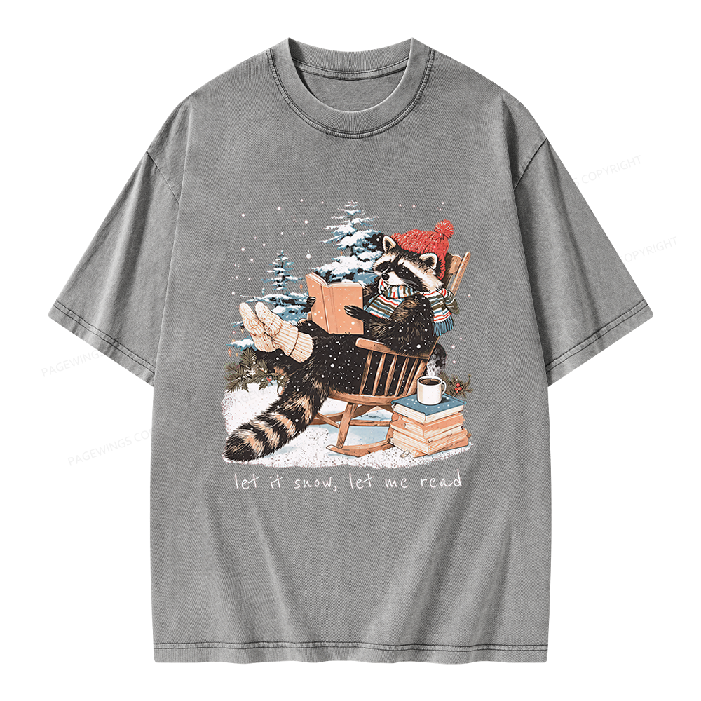 Pagewings Reading Raccoon Unisex Washed T-shirt