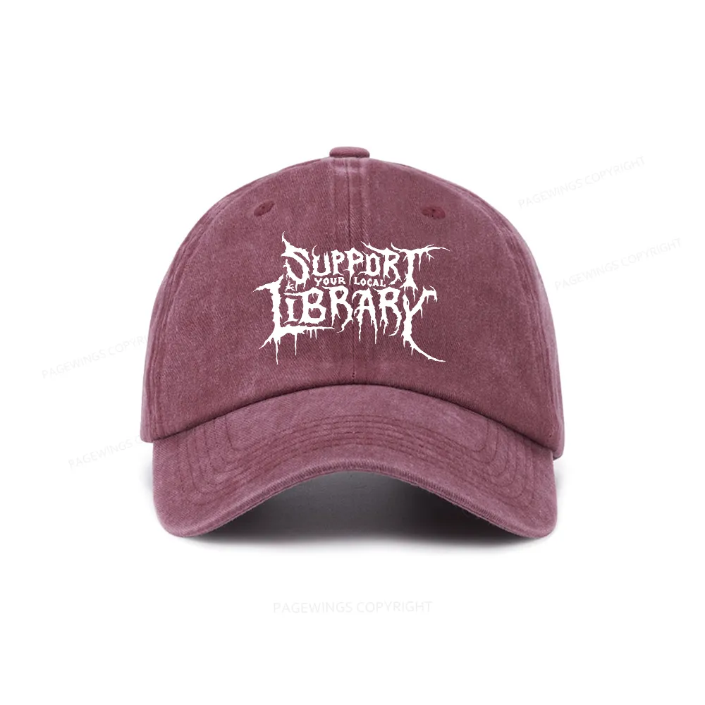 Pagewings Support Your Local Library Washed Cap