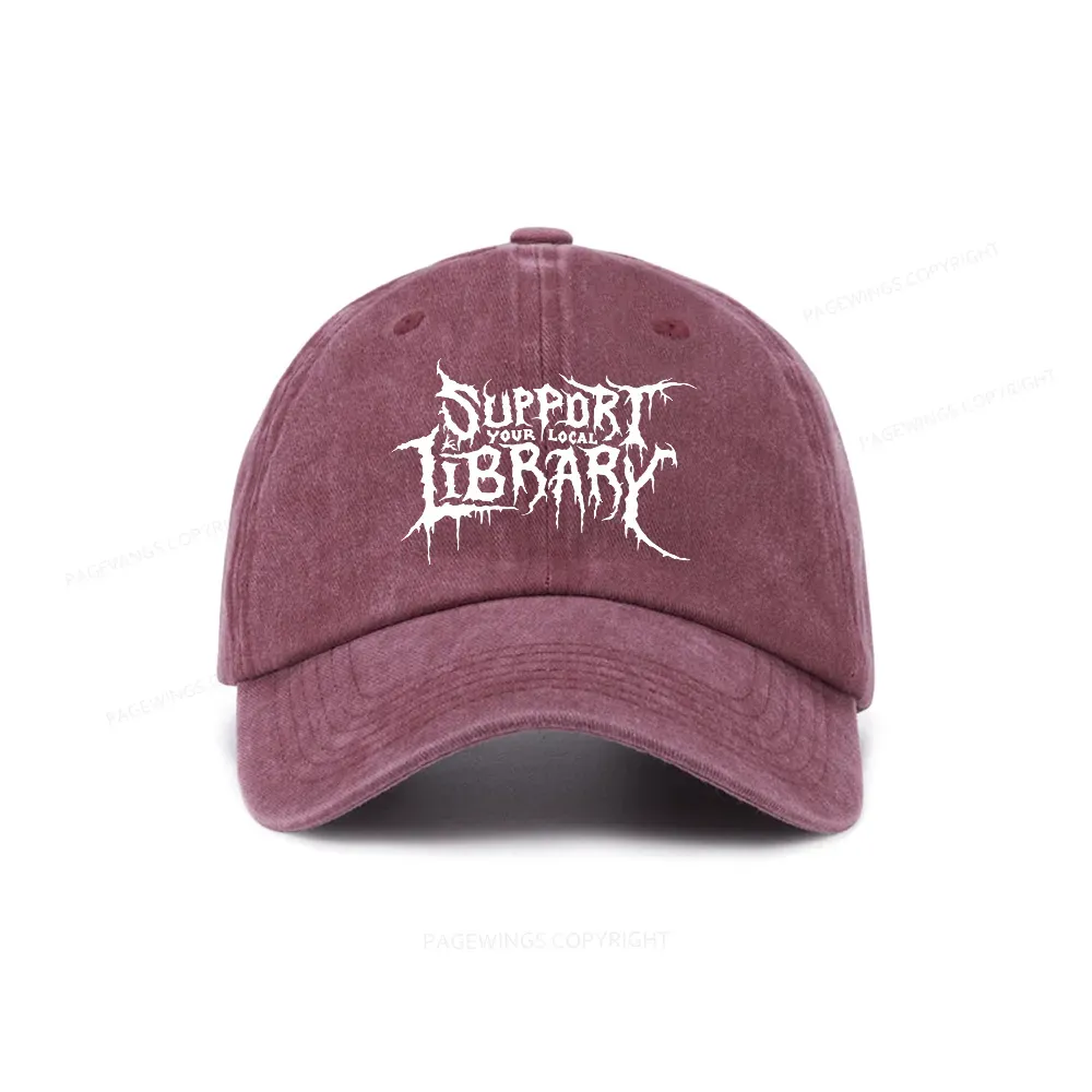 Pagewings Support Your Local Library Washed Cap