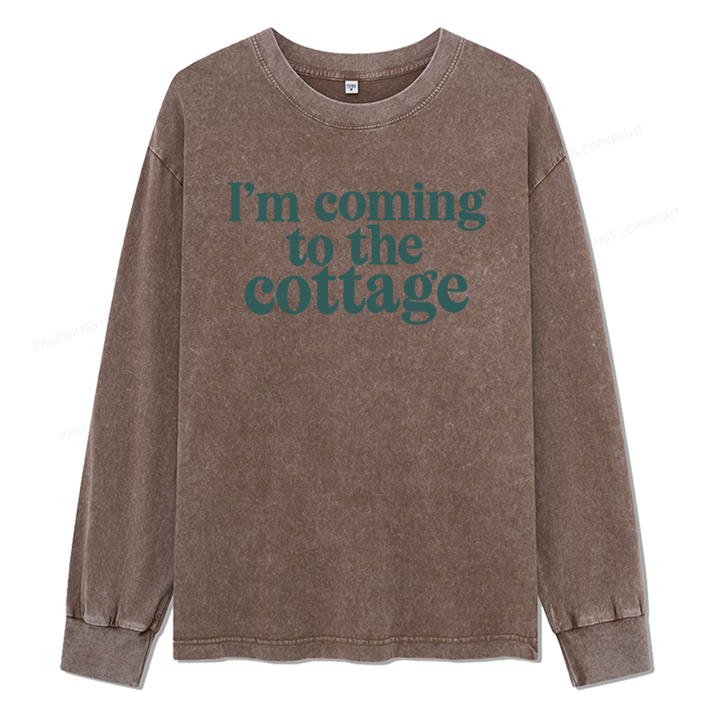 Pagewings I'm Coming To The Cottage Unisex Washed Long Sleeve T-shirt