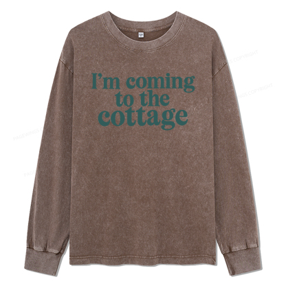 Pagewings I'm Coming To The Cottage Unisex Washed Long Sleeve T-shirt