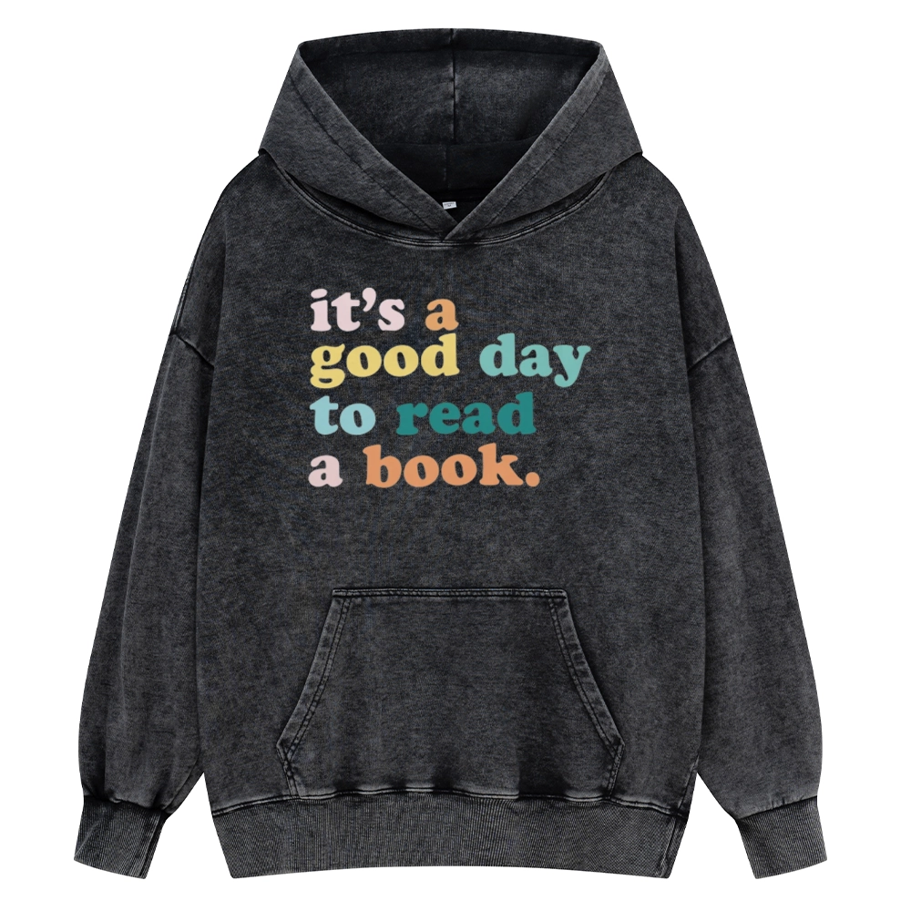 Pagewings It’s a Good Day to Read a Book Unisex Washed Hoodie