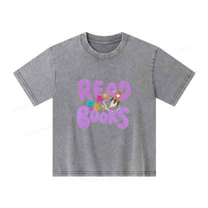 Pagewings Read Books Unisex Kids Washed T-shirt