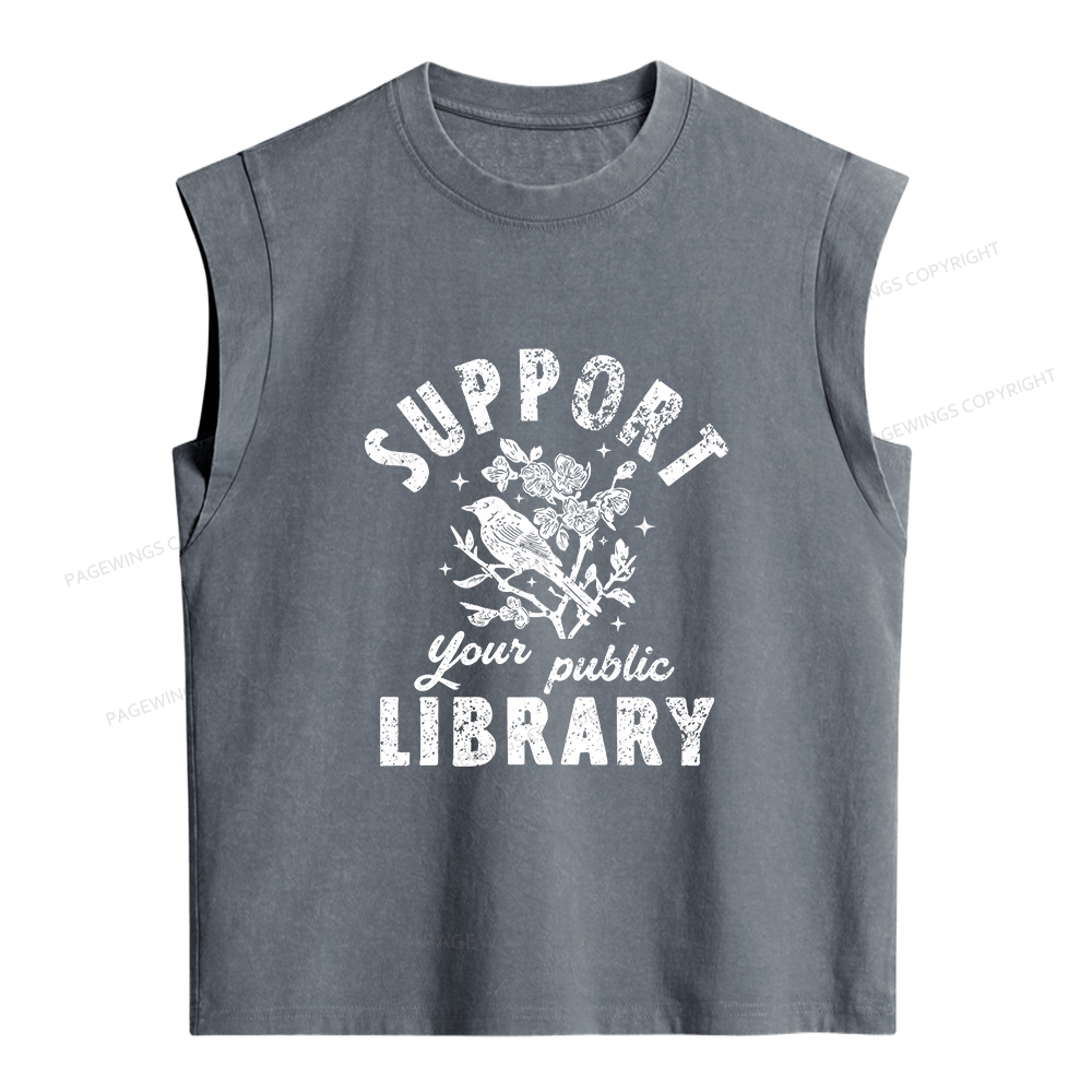 Pagewings Public Library Women's Washed Tank Top