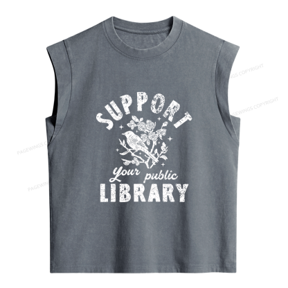 Pagewings Public Library Women's Washed Tank Top
