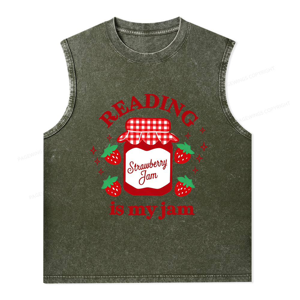Pagewings Valentines Day Reading is My Jam Unisex Washed Tank Top
