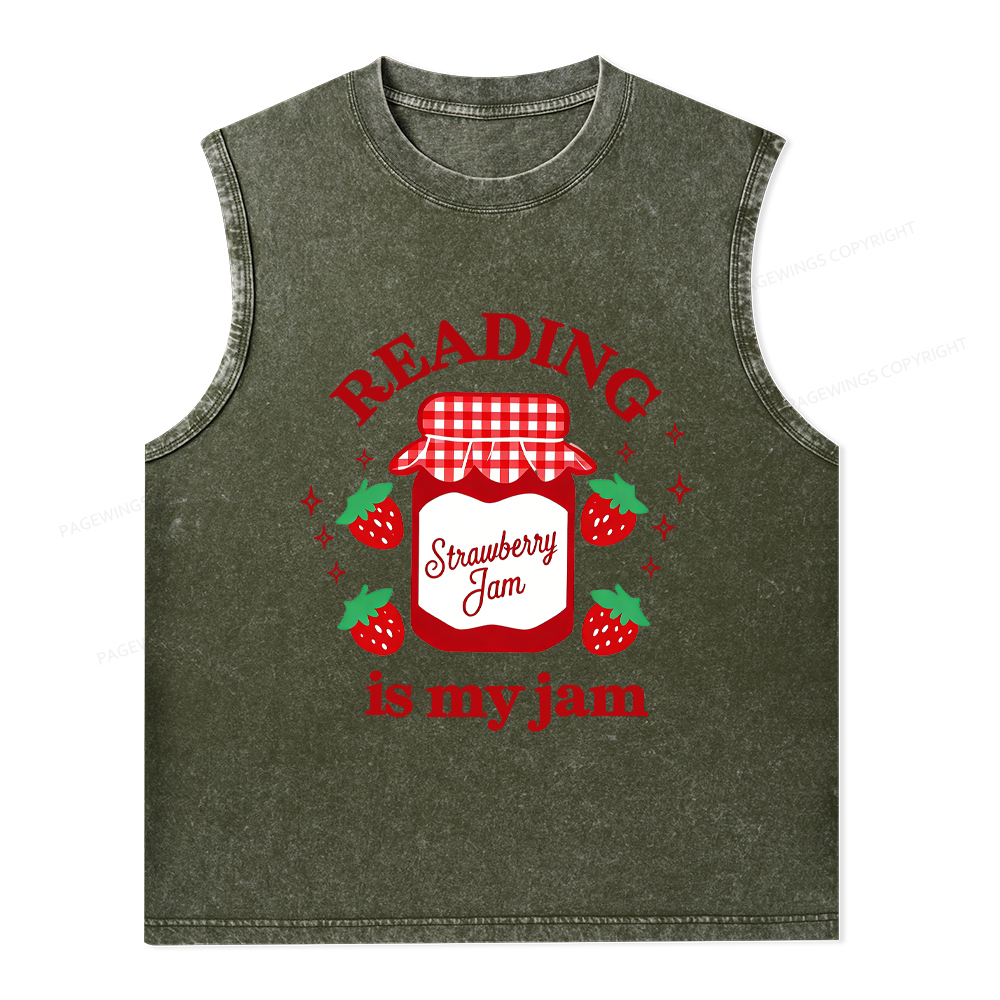Pagewings Valentines Day Reading is My Jam Unisex Washed Tank Top