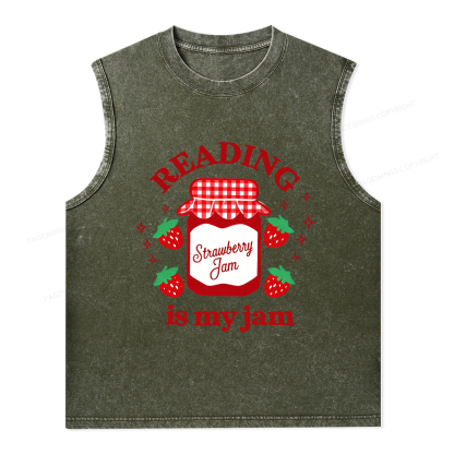 Pagewings Valentines Day Reading is My Jam Unisex Washed Tank Top