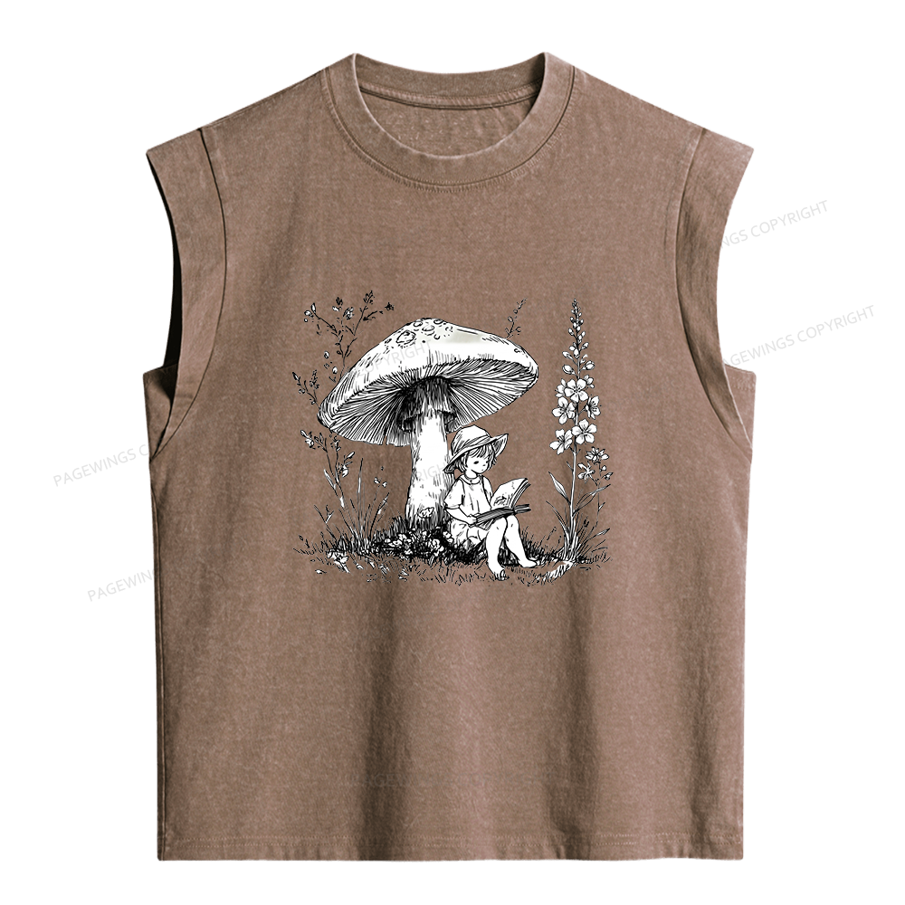 Pagewings Woodland Girl Reading Women's Washed Tank Top