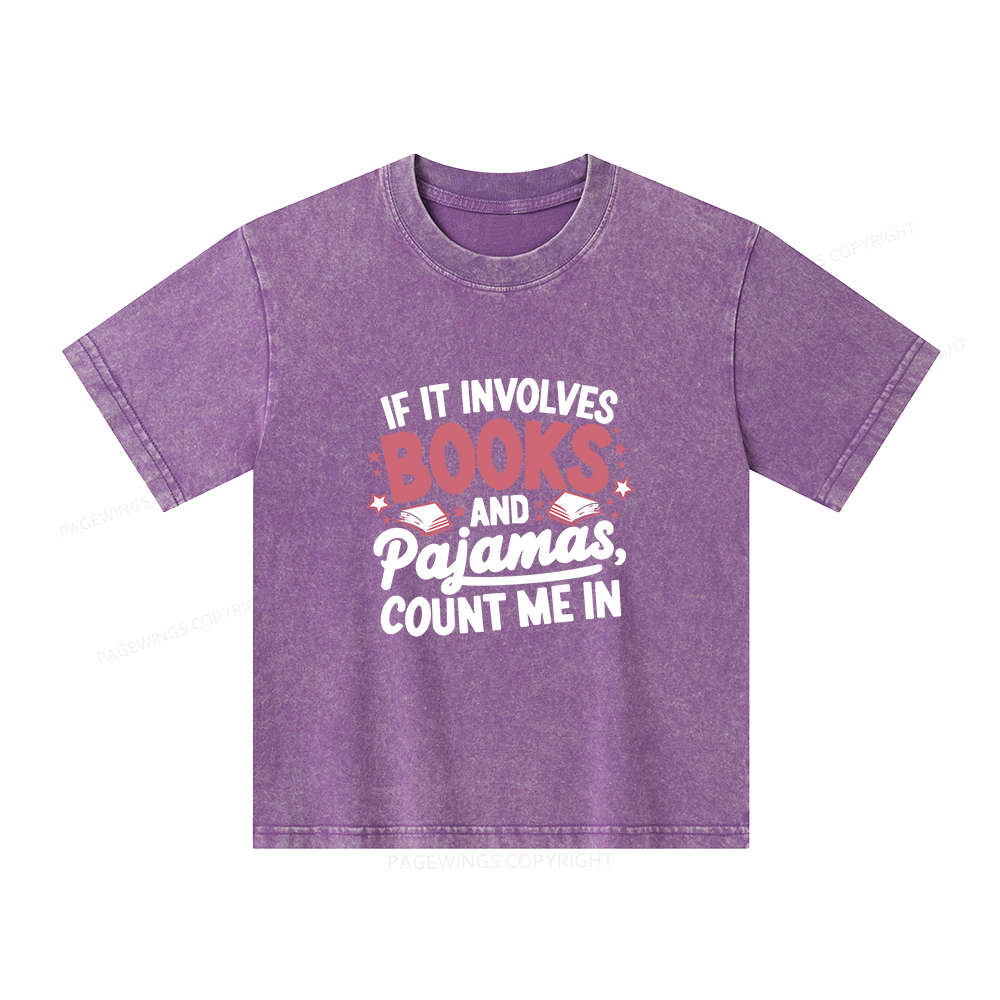 Pagewings Lover Funny Book Reading Unisex Kids Washed T-shirt