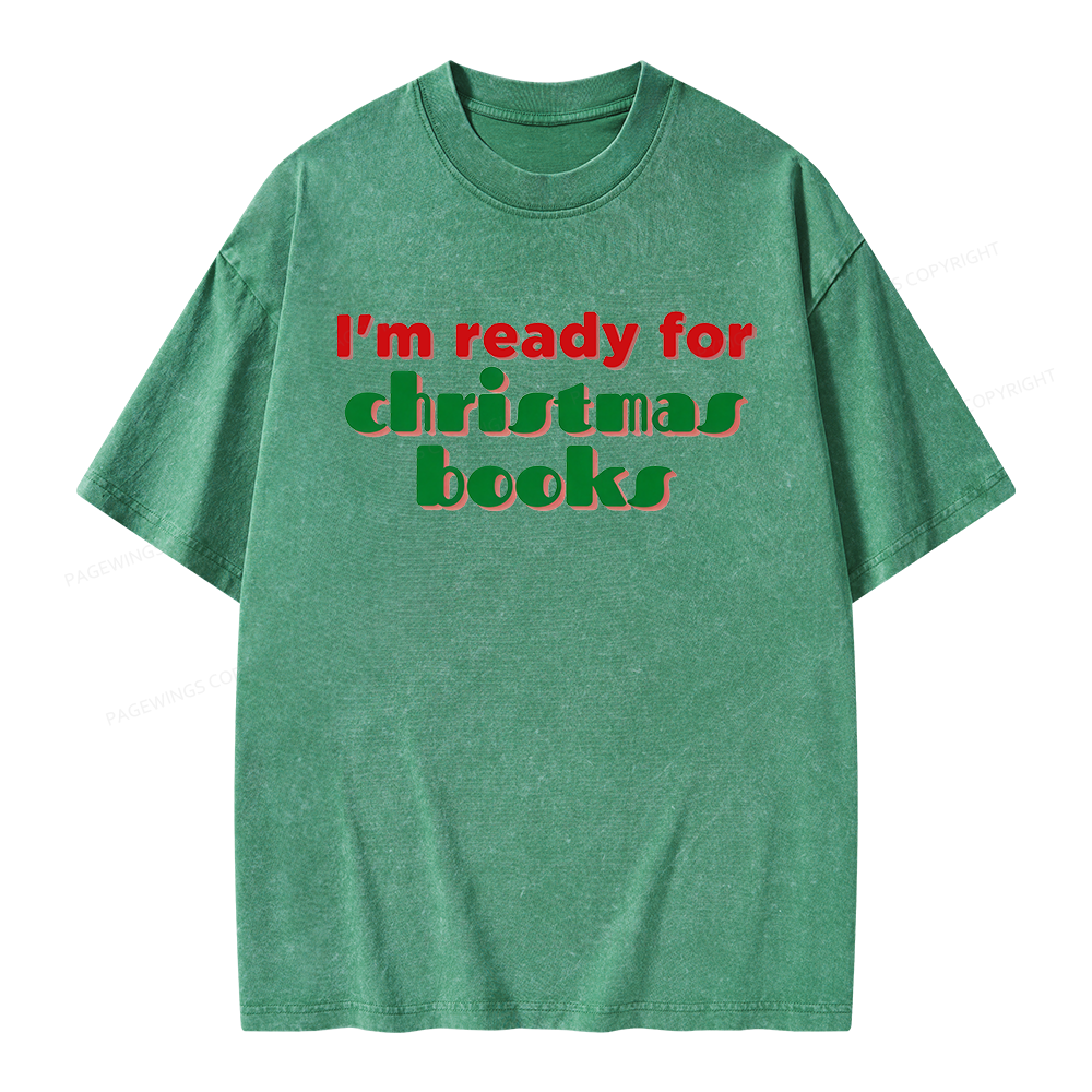 Pagewings Ready for Christmas Books Unisex Washed T-shirt