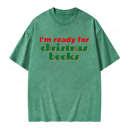 Pagewings Ready for Christmas Books Unisex Washed T-shirt