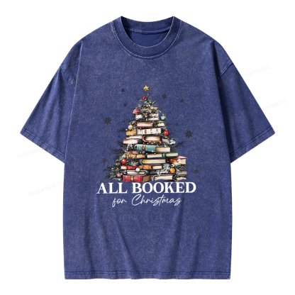 Pagewings All booked for Christmas Unisex Washed T-shirt