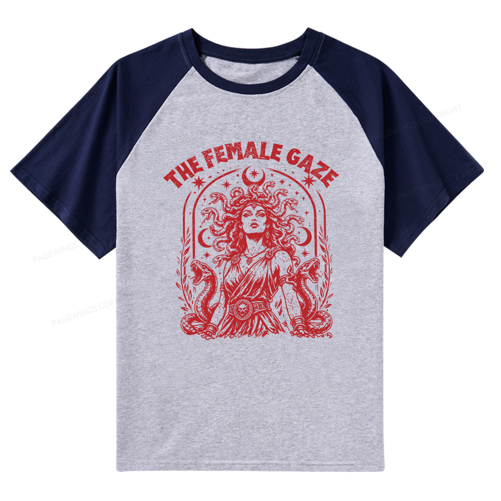 Pagewings Vintage Medusa Feminist Raglan T-shirt