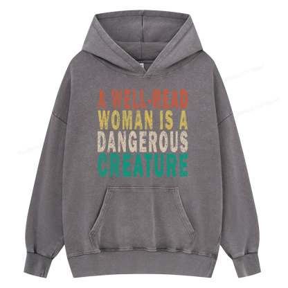 Pagewings A Well-Read Woman Is A Dangerous Creature Unisex Washed Hoodie