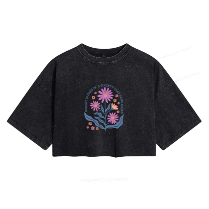 Pagewings Read Banned Books Shirt, Social Justice Women's Washed Cropped T-shirt