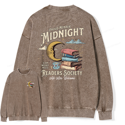 Pagewings Midnight Readers Society Unisex Washed Sweatshirt