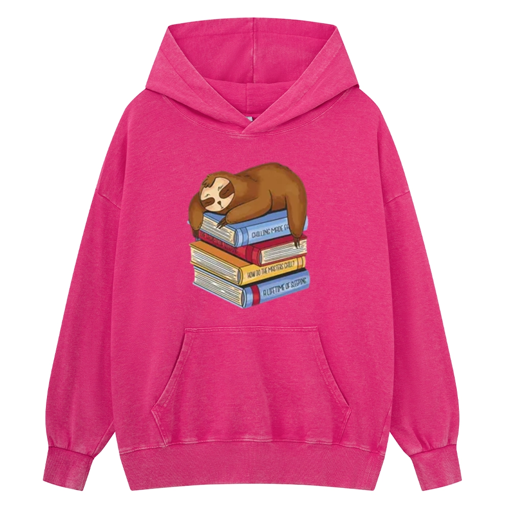 Pagewings Sloth And Book Unisex Washed Hoodie