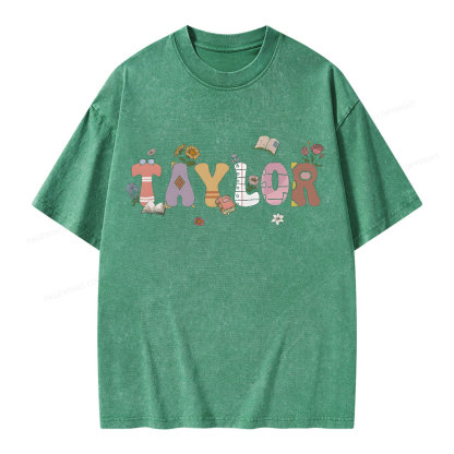 PagewingsPersonalized Gift For Bookish Bookworm Unisex Washed T-shirt