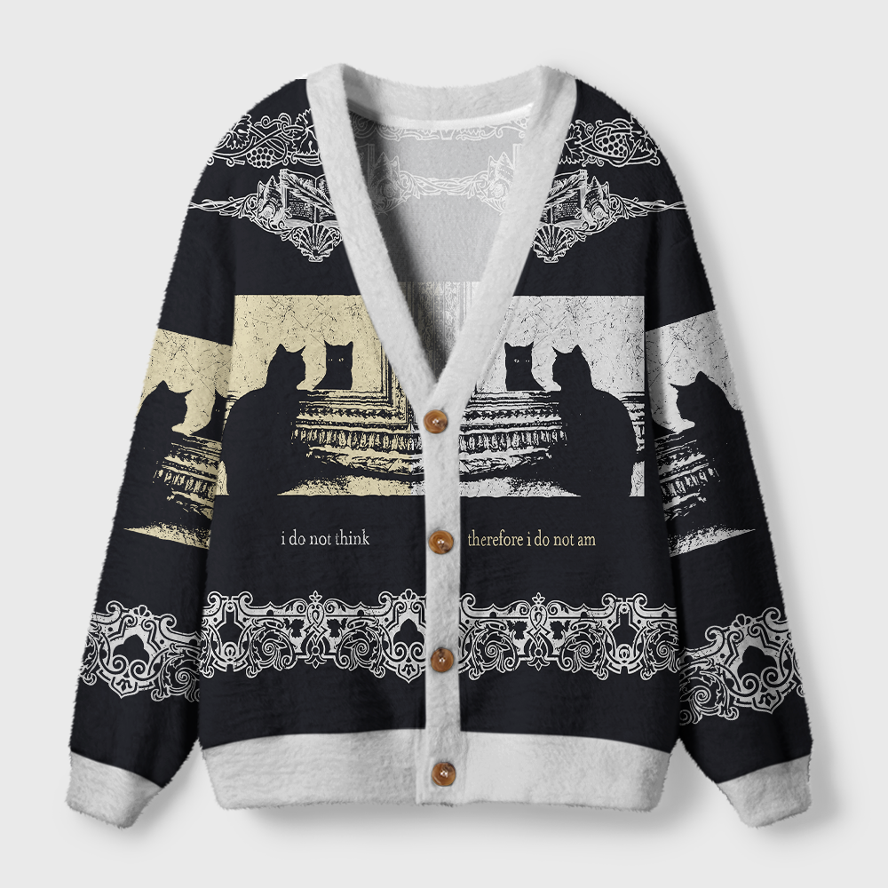 Pagewings I Do Not Think Therefore I Do Not Am Light Knit Unisex Cardigan Sweaters