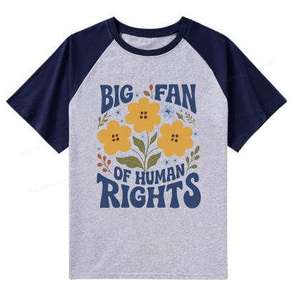 Pagewings Big Fan of Human Rights Raglan T-shirt