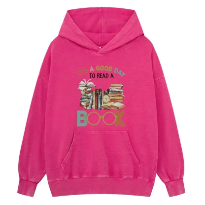 Pagewings It’s a Good Day to Read a Book Unisex Washed Hoodie