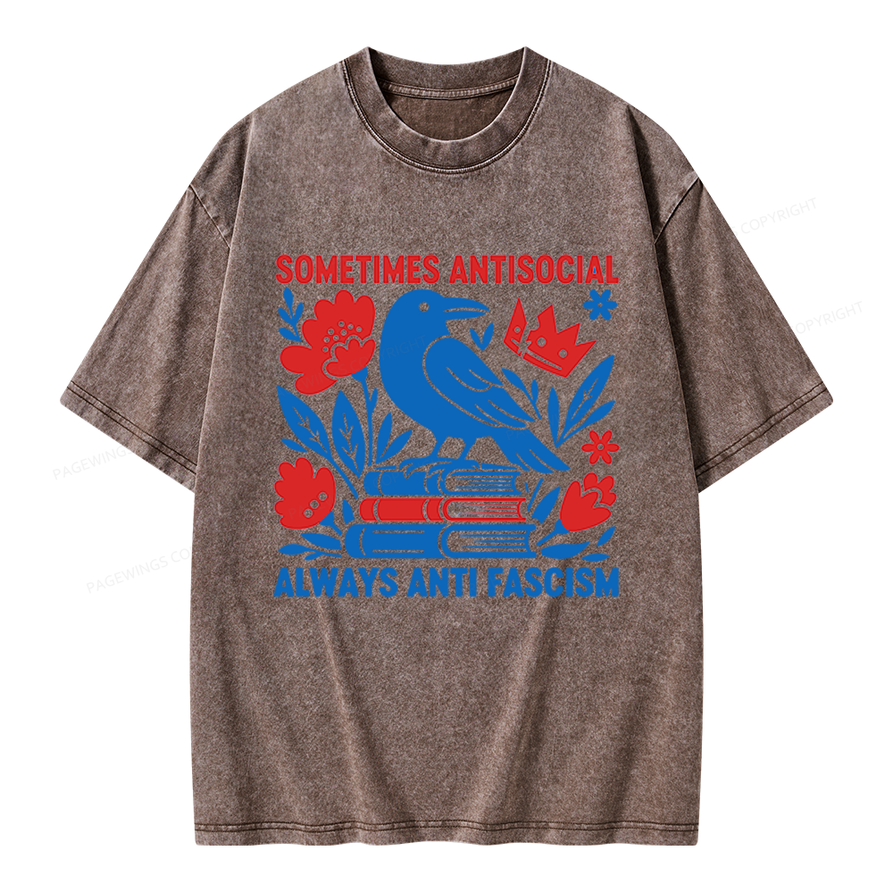 Pagewings Anti Fascism Unisex Washed T-shirt