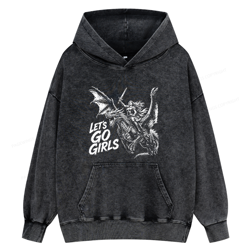 Pagewings Woman Dragon Rider Unisex Washed Hoodie