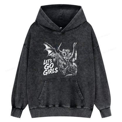Pagewings Woman Dragon Rider Unisex Washed Hoodie