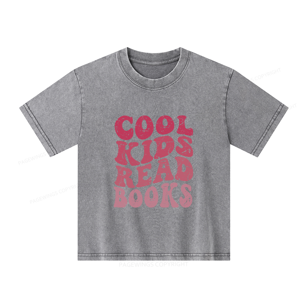 Pagewings Library Reader Book Nerd Unisex Kids Washed T-shirt