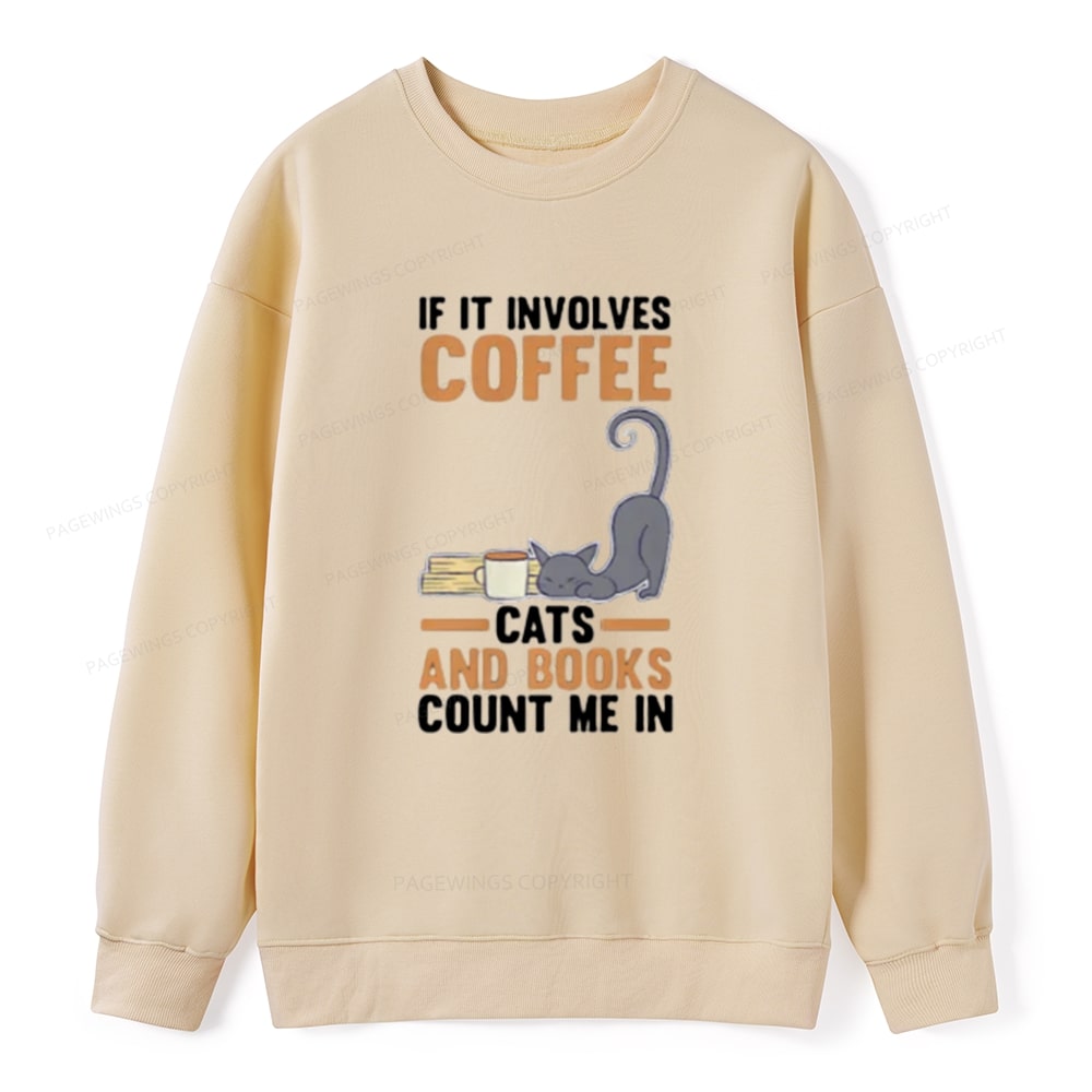 Pagewings Cats Reading Books Coffee T Shirts Unisex Classic Sweatshirt
