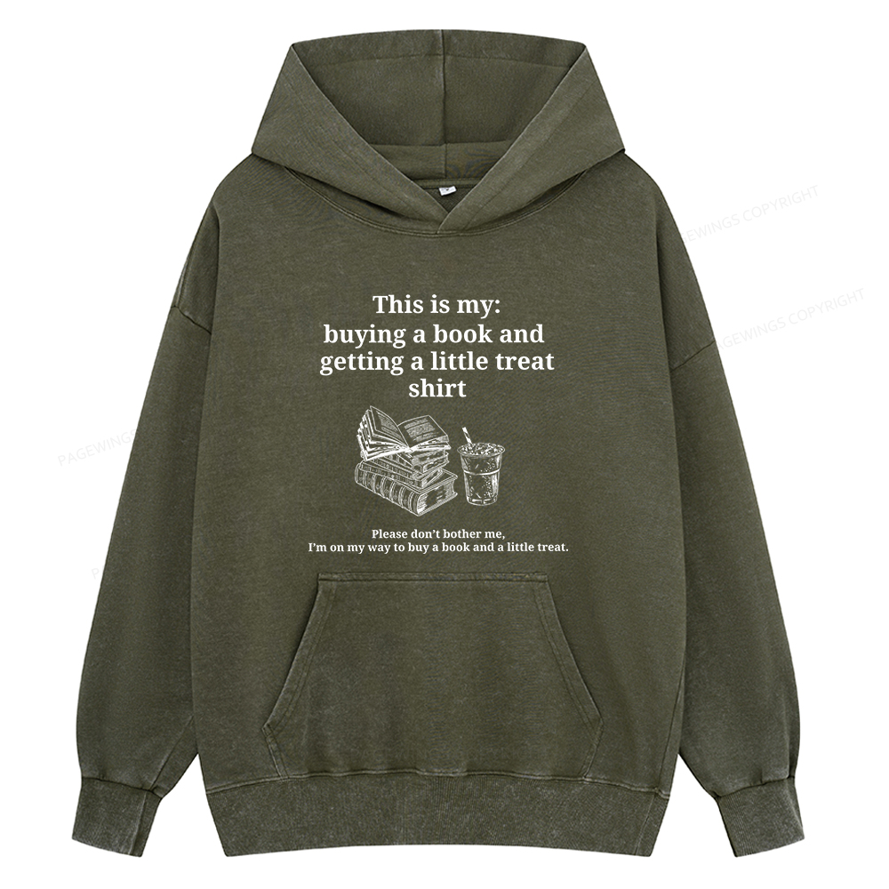 Pagewings Buying A Book And Getting A Little Treat Unisex Washed Hoodie