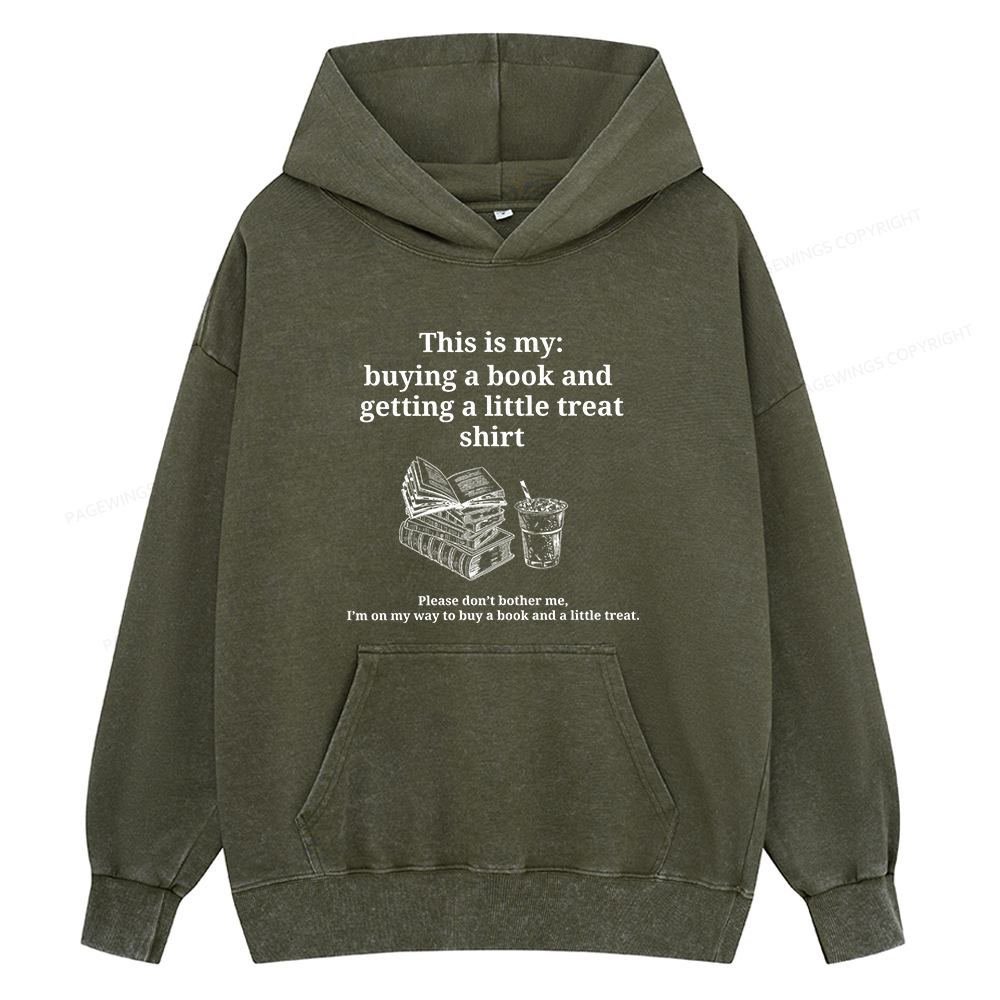 Pagewings Buying A Book And Getting A Little Treat Unisex Washed Hoodie