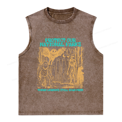 Pagewings Protect Our Parks Vintage Camping Unisex Washed Tank Top