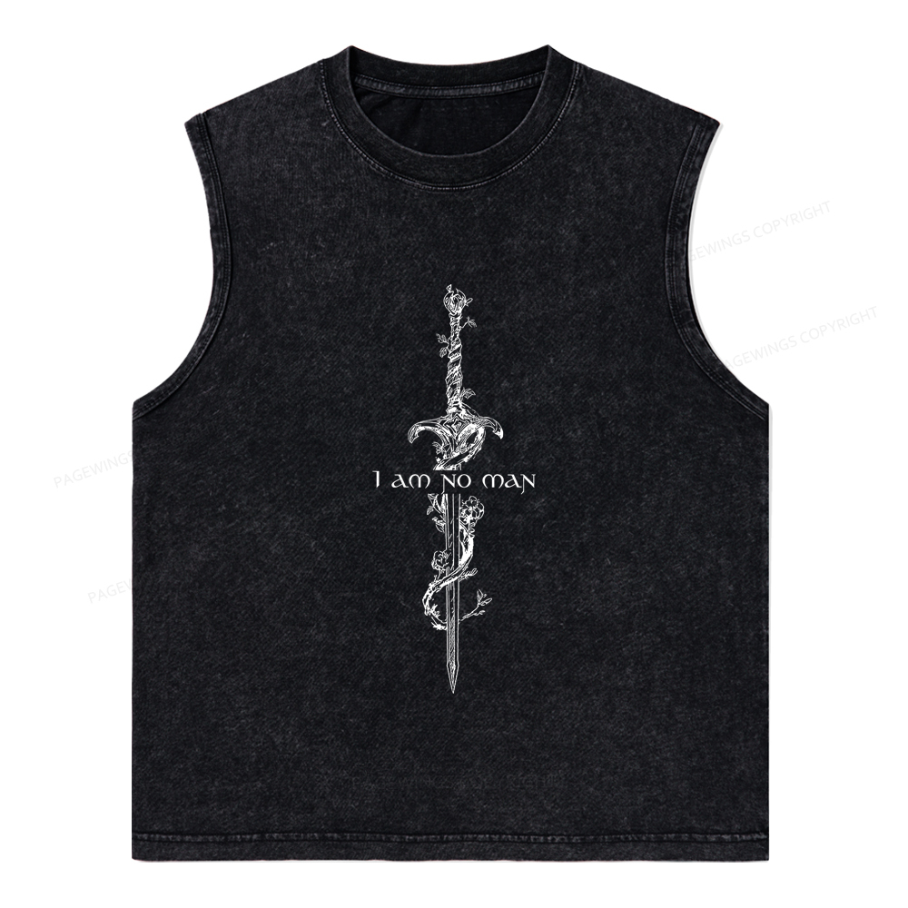 Pagewings I Am No Man Unisex Washed Tank Top