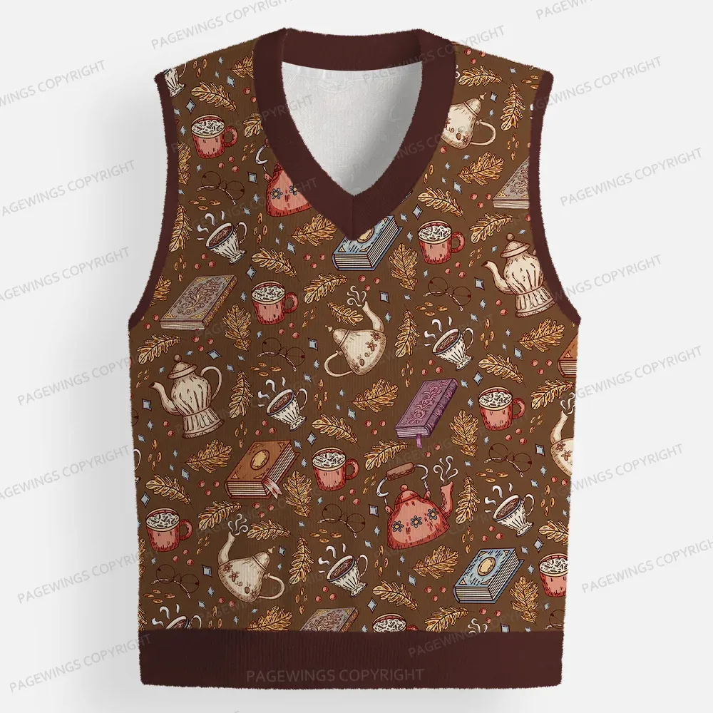 Pagewings Cozy Reading Unisex V-Neck Ugly Knit Vest