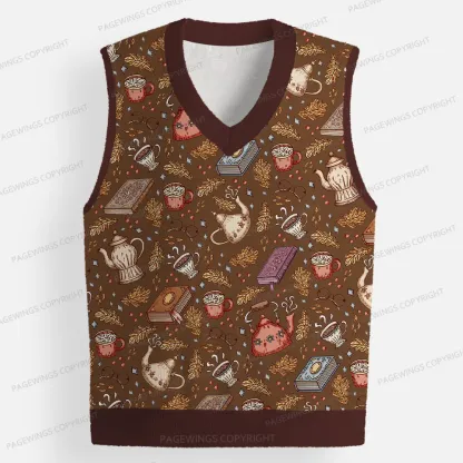 Pagewings Cozy Reading Unisex V-Neck Ugly Knit Vest