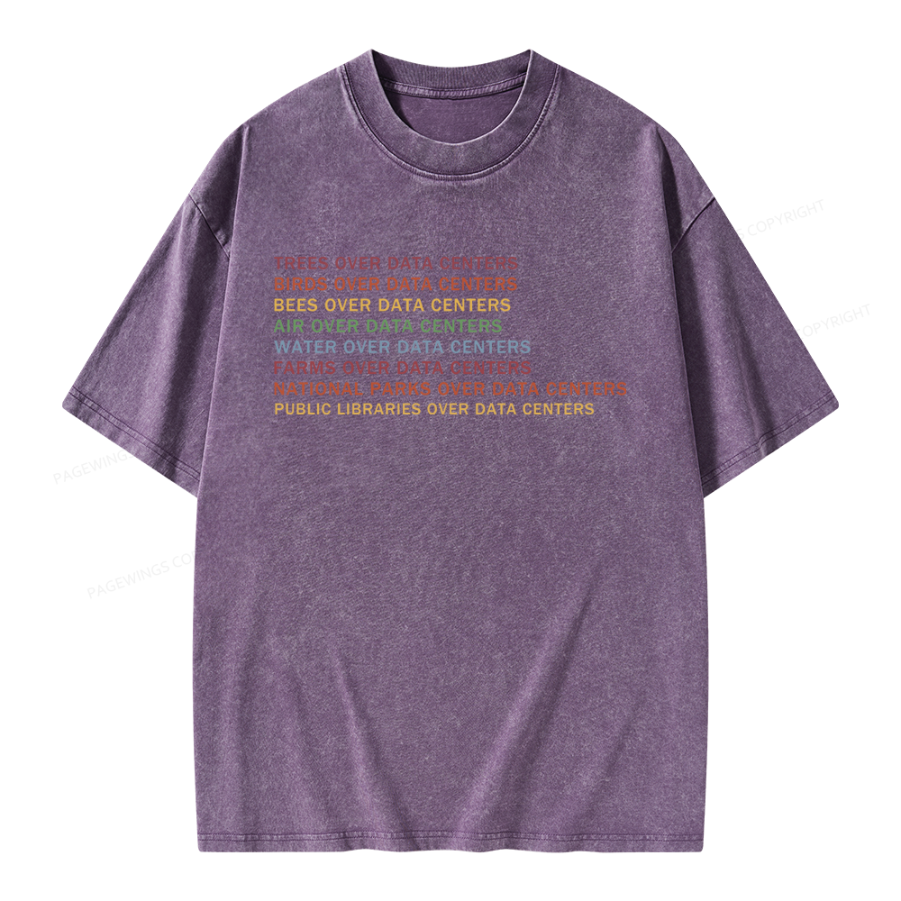 Pagewings Nature Over Data Centers Unisex Washed T-shirt